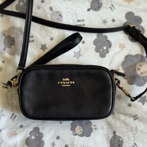Coach Black Leather Mini Crossbody Bag